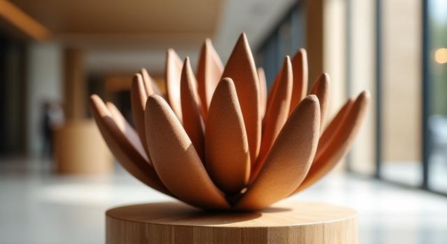 Escultura artesanal en lobby