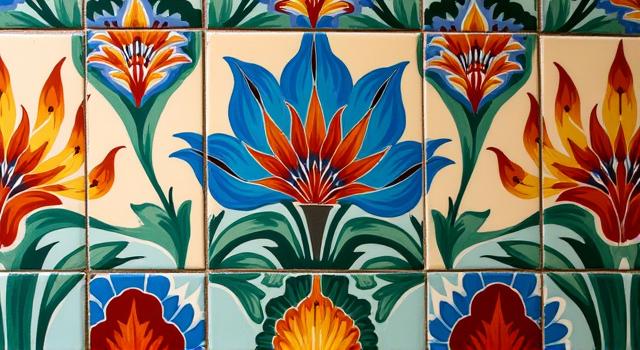 Mural de azulejo interior